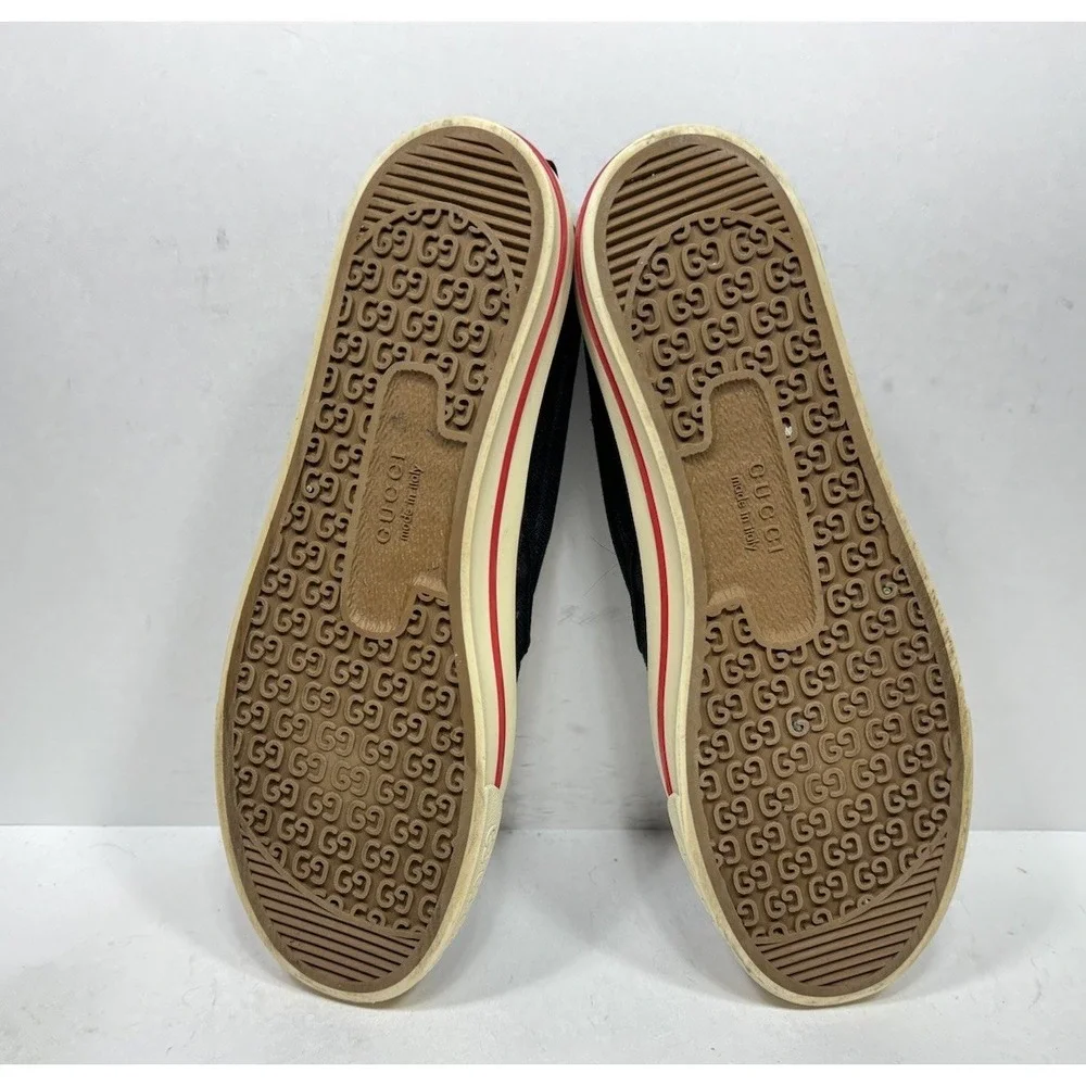 Gucci Tennis 1977 Tweed Slip On Sneakers Men's Size 12 US / 11 UK Black